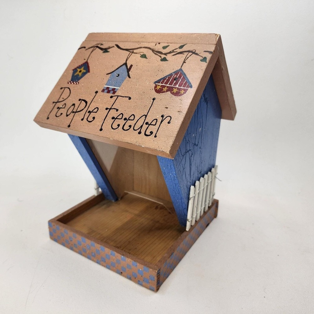 Custom Hand Painted Wild Bird Feeder House 9.5" Tall Free Standing